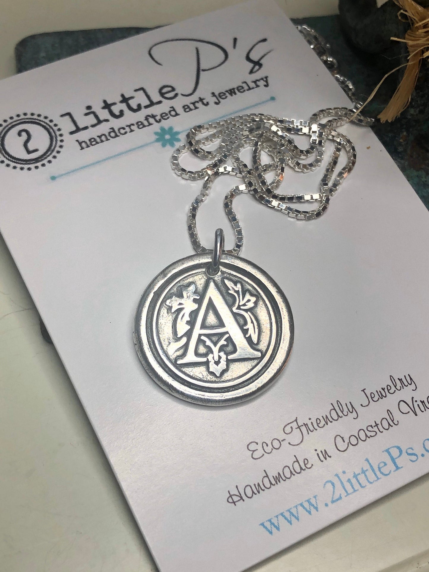 Letter A Charm, 99% Pure Silver Charm, Necklace, Mother's Day Gift, Mom Jewelry Custom Gift, Monogram Wax Seal Pendant Personalized Gift