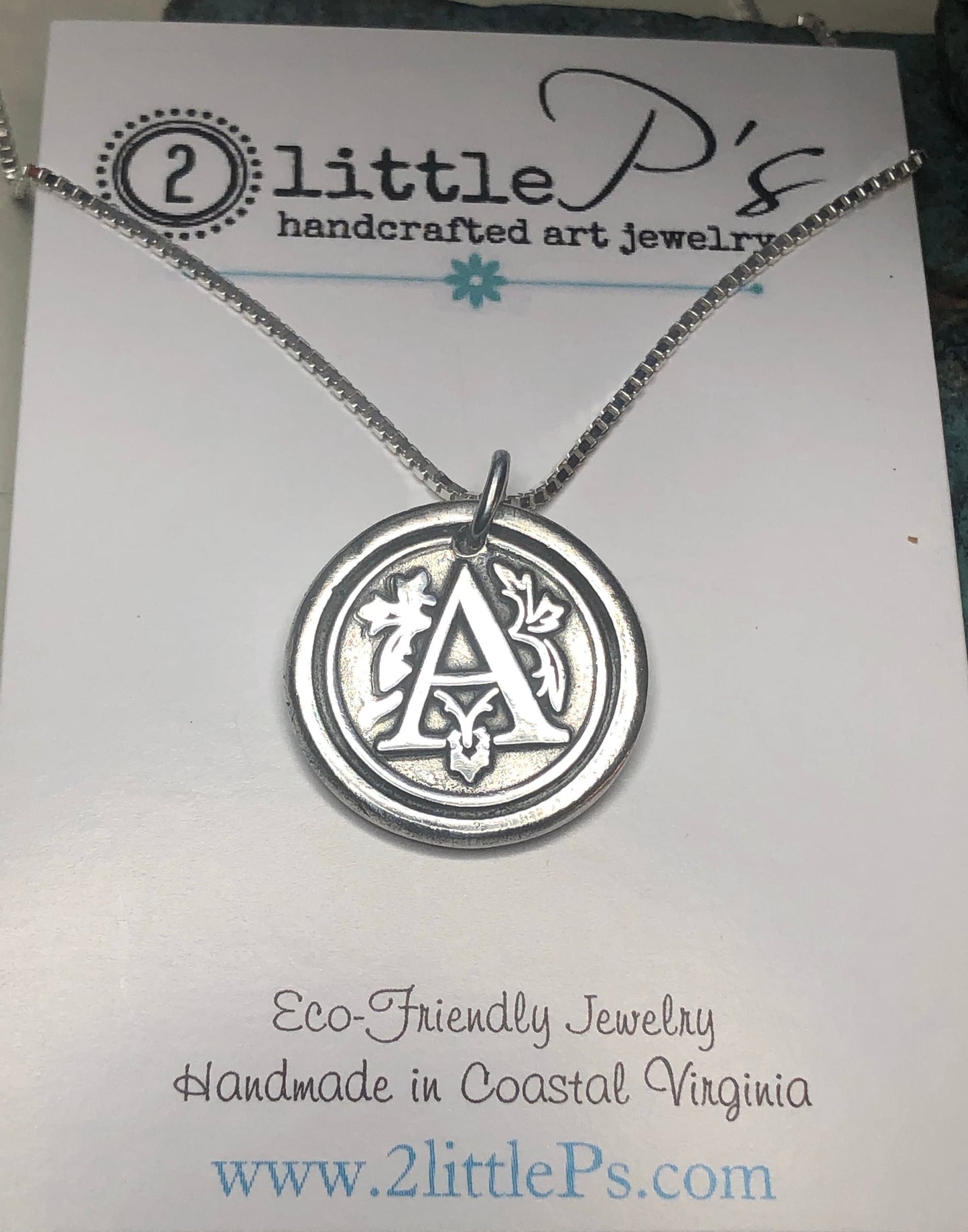 Letter A Charm, 99% Pure Silver Charm, Necklace, Mother's Day Gift, Mom Jewelry Custom Gift, Monogram Wax Seal Pendant Personalized Gift