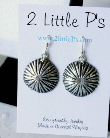 READY to SHIP - SALE - Art Jewelry Gift for Her Earthy Pure Fine Silver Artisan Starburst Earrings
