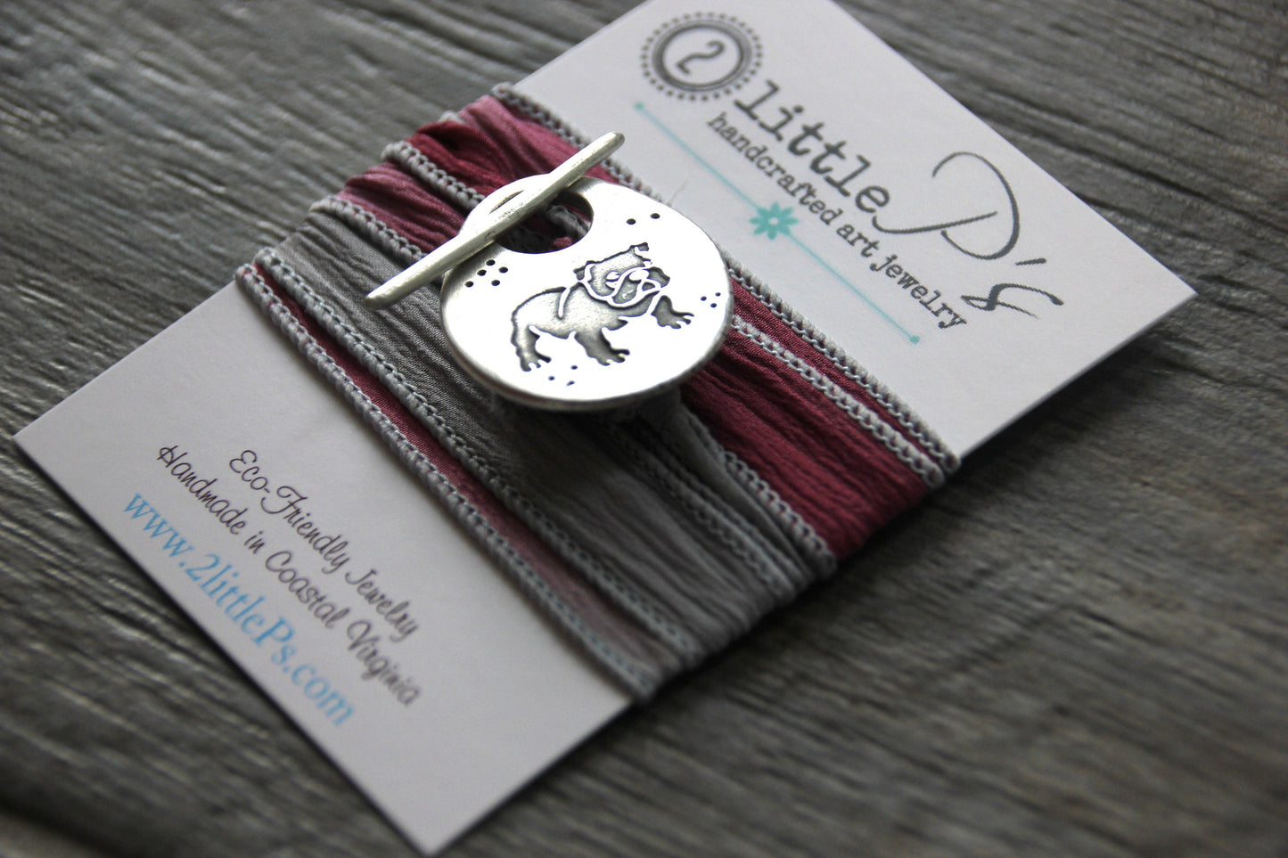 Ships Today, Bulldog Silk Wrap Bracelet NEW DESIGN Bulldogs, Mississippi State, Dawgs