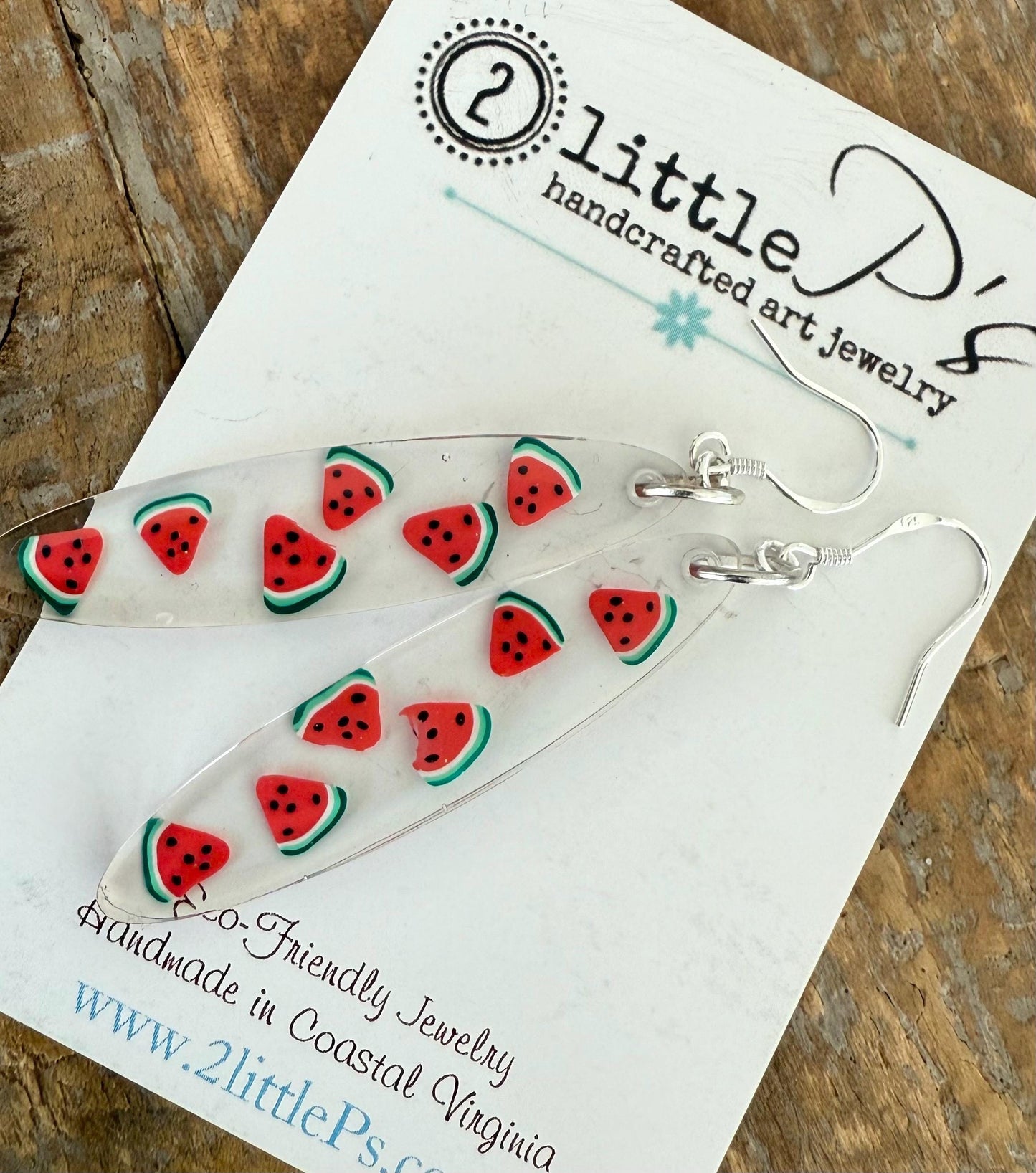 Whimsical Watermelon Handmade Resin Earrings with watermelon confetti and Sterling Silver Ear Wires – Unique Jewelry