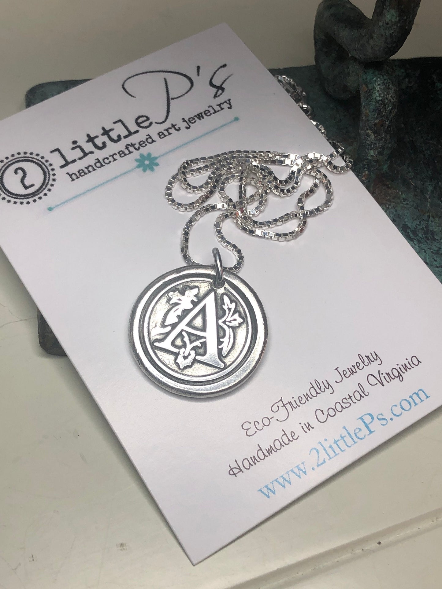 Letter A Charm, 99% Pure Silver Charm, Necklace, Mother's Day Gift, Mom Jewelry Custom Gift, Monogram Wax Seal Pendant Personalized Gift