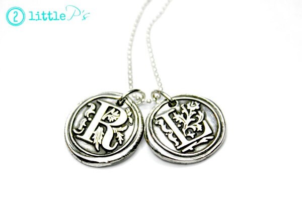 Wax Seal Jewelry Gift for Her Personalized Jewerly Wax Seal Letter Charm Necklace
