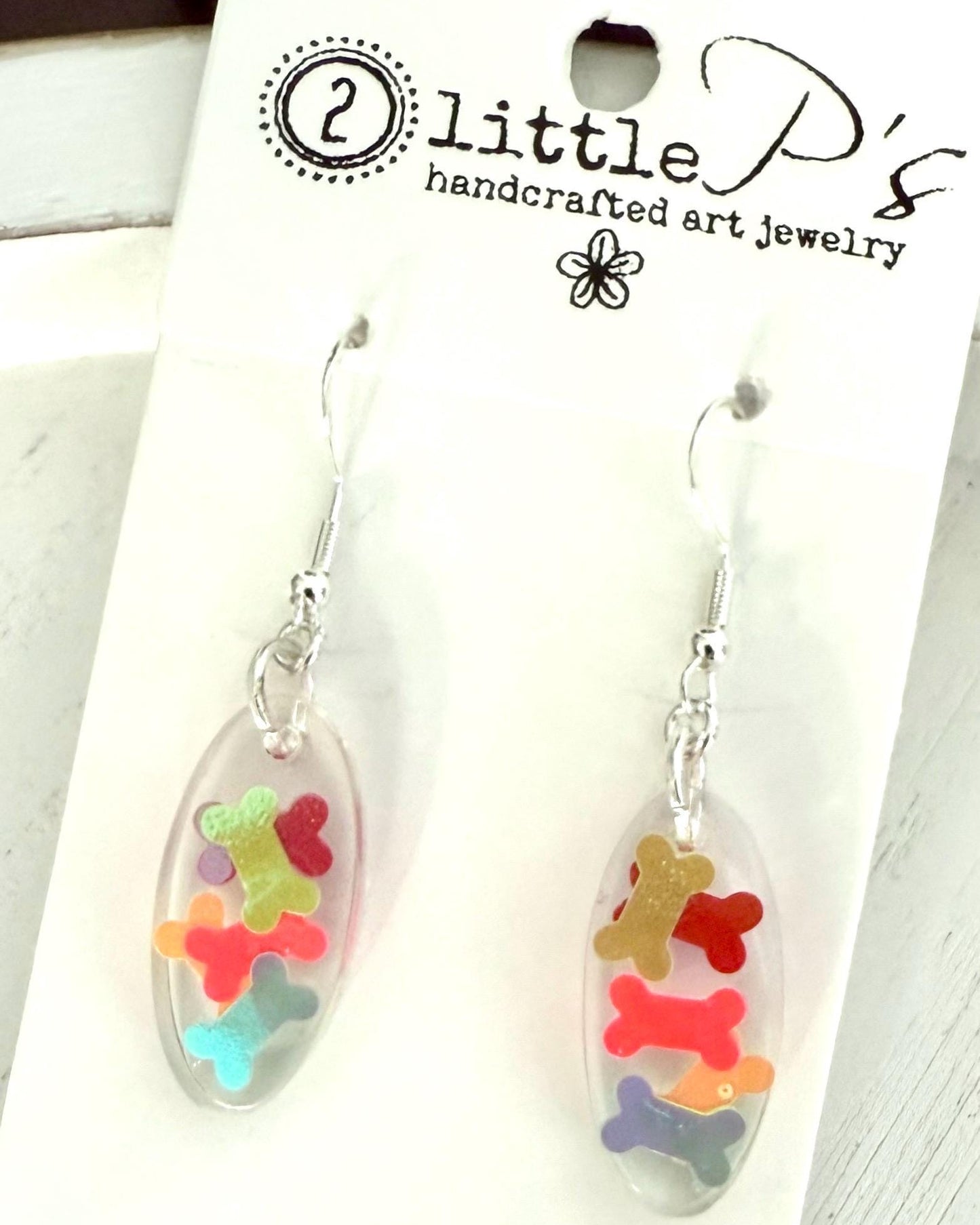Colorful Dog Bone Confetti Earrings – Resin Dangles for Dog Lovers