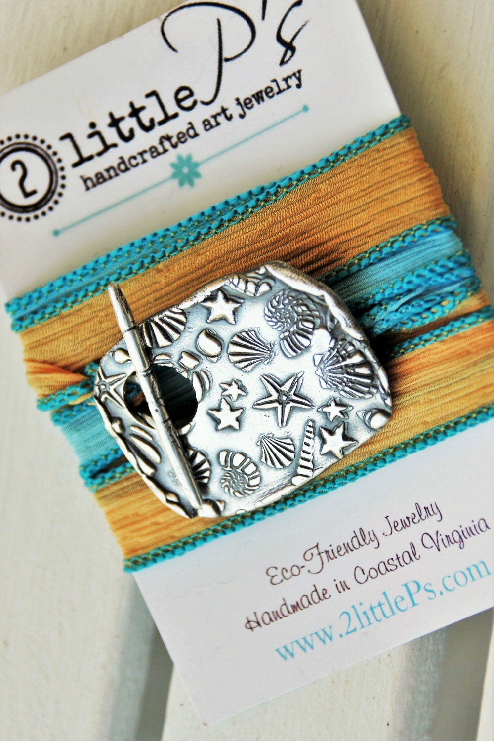 Ocean Jewelry ~ Silk Wrap Bracelet ~ gift for her, beach wedding