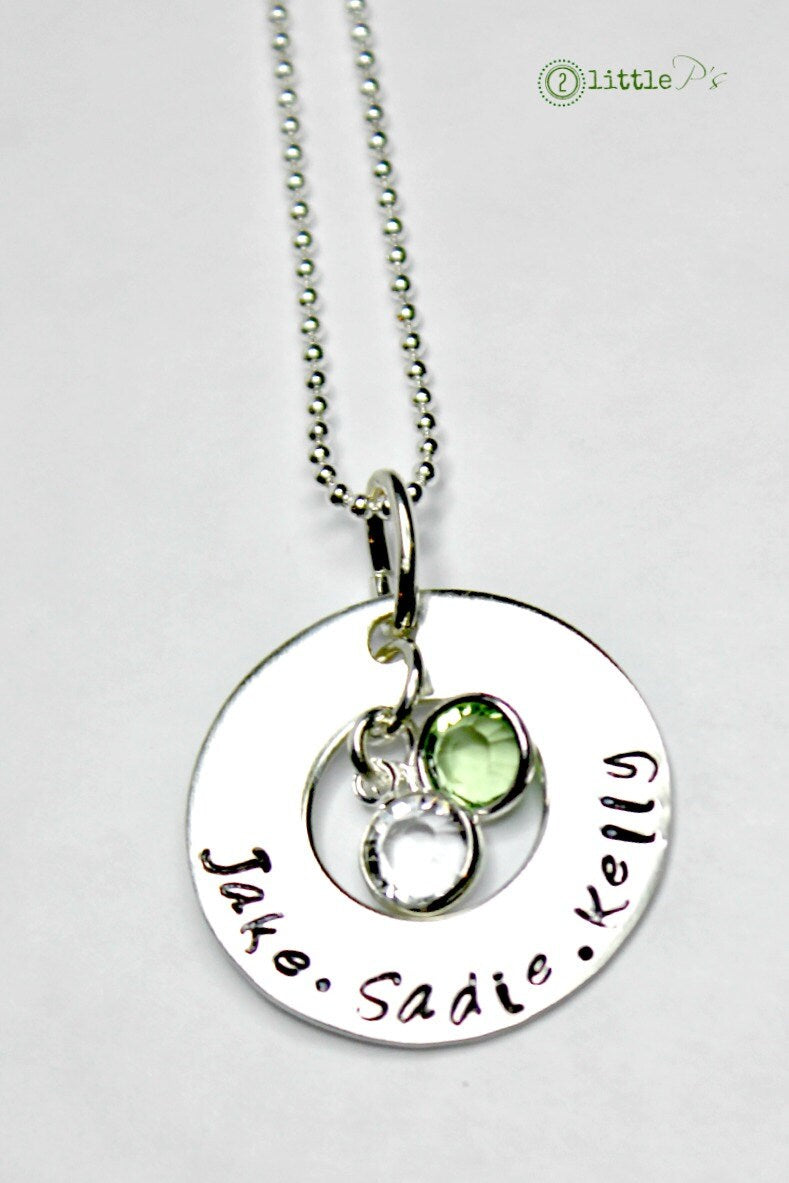 Mom Jewelry Handstamped Sterling Silver Infinity Necklace for Mothers and Grandmothers