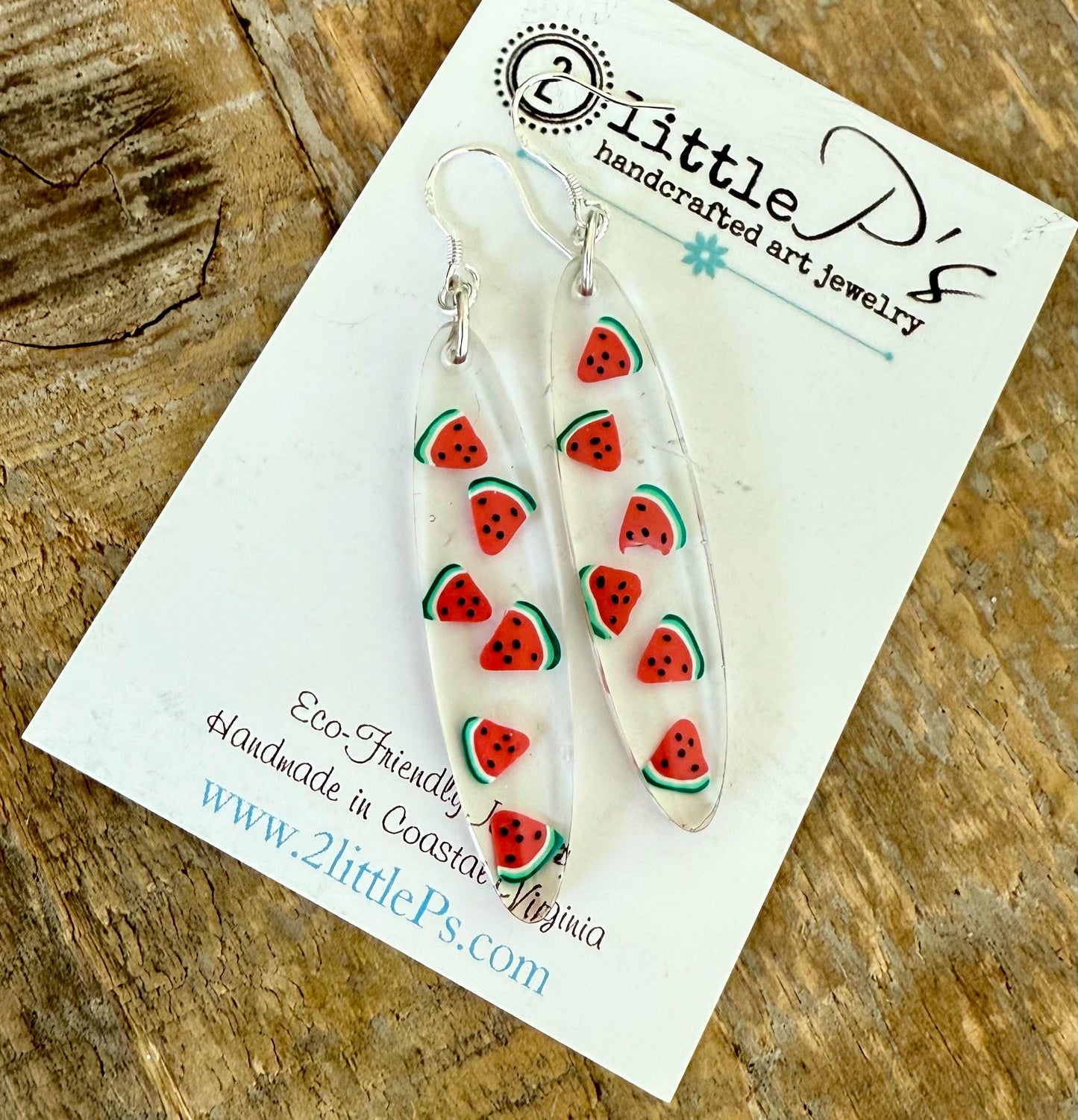 Whimsical Watermelon Handmade Resin Earrings with watermelon confetti and Sterling Silver Ear Wires – Unique Jewelry
