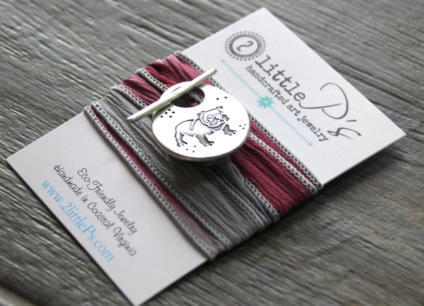 Ships Today, Bulldog Silk Wrap Bracelet NEW DESIGN Bulldogs, Mississippi State, Dawgs