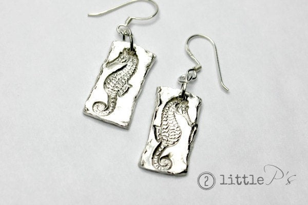 Beach Jewelry, Ocean Jewelry, Nautical Jewelry ~ Pure Fine Silver Artisan Seahorse Earrings