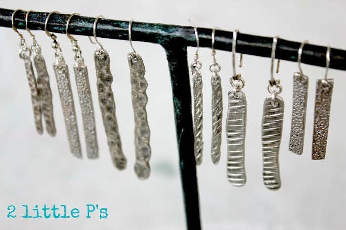 Silver Earrings, Gift for Her, Textured Earrings, Handcrafted