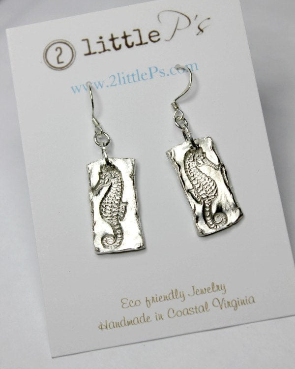 Beach Jewelry, Ocean Jewelry, Nautical Jewelry ~ Pure Fine Silver Artisan Seahorse Earrings