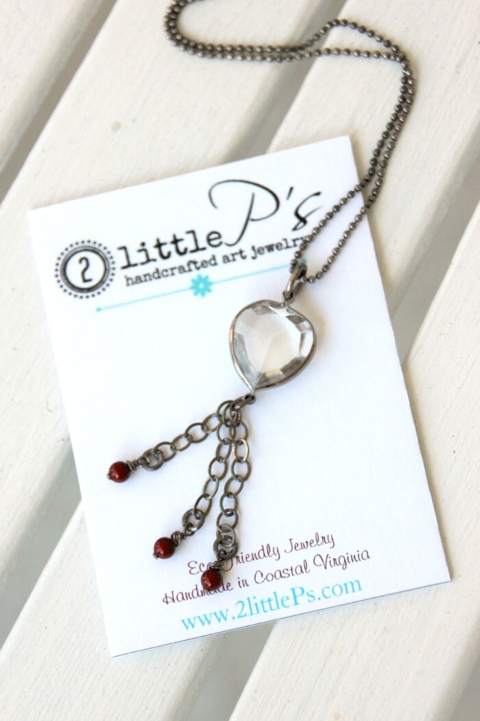 As Seen on the Vampire Diaries, Vampire Jewelry ~ Clear Hearts Necklace, Crystal Heart Necklace, Handcrafted, Edgy Gift for Her