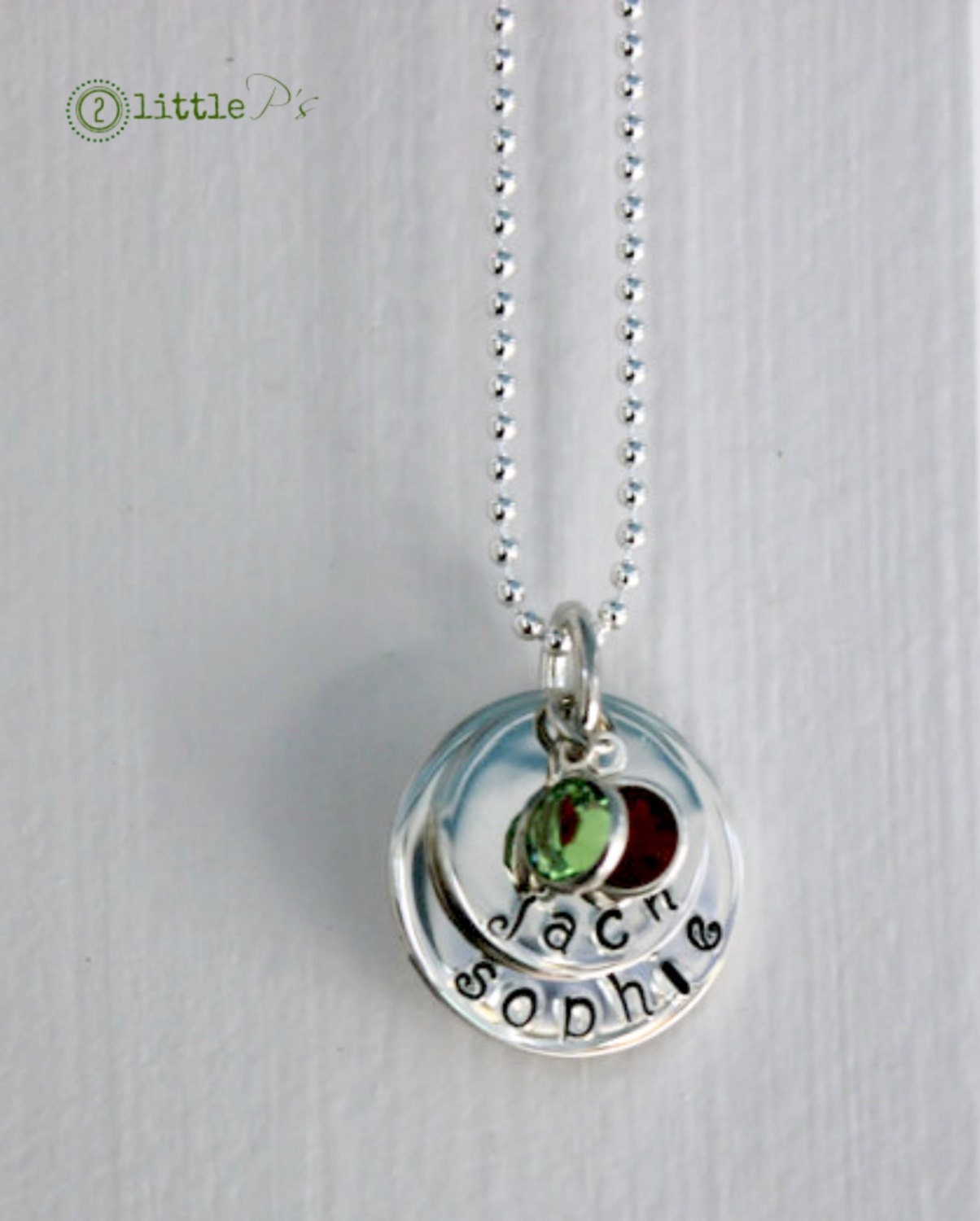 Mom Jewelry Big Kid Little Kid Sterling SIlver Handstamped Necklace
