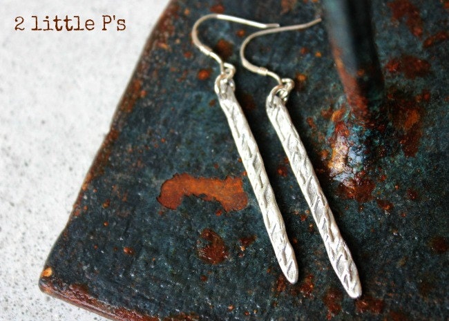 Silver Earrings, Gift for Her, Textured Earrings, Handcrafted