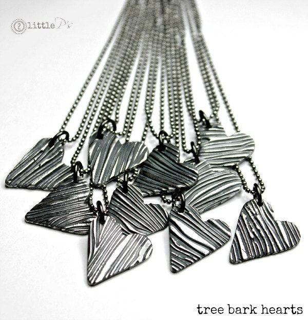 Tree Bark Heart Necklace - Gift for Her Tree Bark Hearts Heart Necklace True Love Original Design
