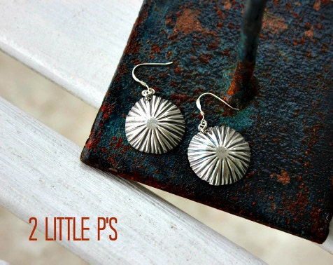 READY to SHIP - SALE - Art Jewelry Gift for Her Earthy Pure Fine Silver Artisan Starburst Earrings