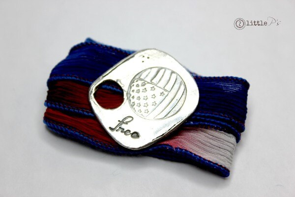 READY TO SHIP Patriot Bracelet, America, American Flag Jewelry, Freedom Bracelet, Silk Wrap Bracelet, Stars and Stripes