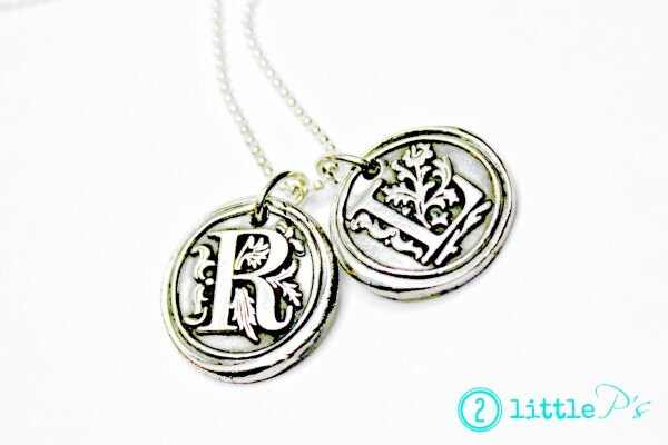 Wax Seal Jewelry Gift for Her Personalized Jewerly Wax Seal Letter Charm Necklace