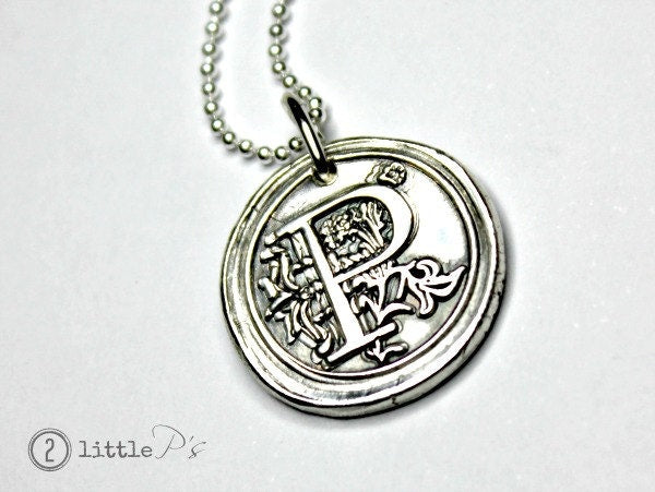 Letter Charm, Necklace, Mother's Day Gift, Mom Jewelry Custom Gift, Monogram Wax Seal Pendant Personalized Gift
