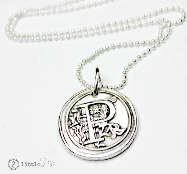 Letter Charm, Necklace, Mother's Day Gift, Mom Jewelry Custom Gift, Monogram Wax Seal Pendant Personalized Gift