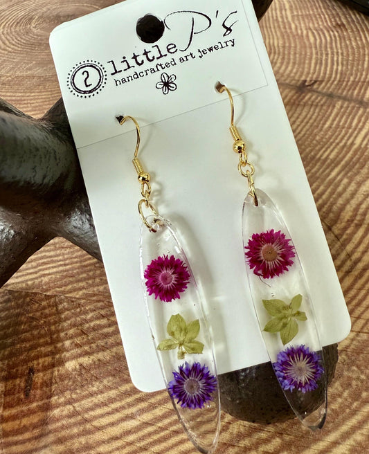 Pressed Flower Resin Earrings | Real Flower Jewelry | Botanical Dangle Earrings | Handmade Nature Earrings | Gift for Her