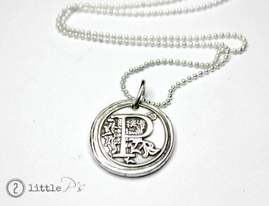 Letter Charm, Necklace, Mother's Day Gift, Mom Jewelry Custom Gift, Monogram Wax Seal Pendant Personalized Gift