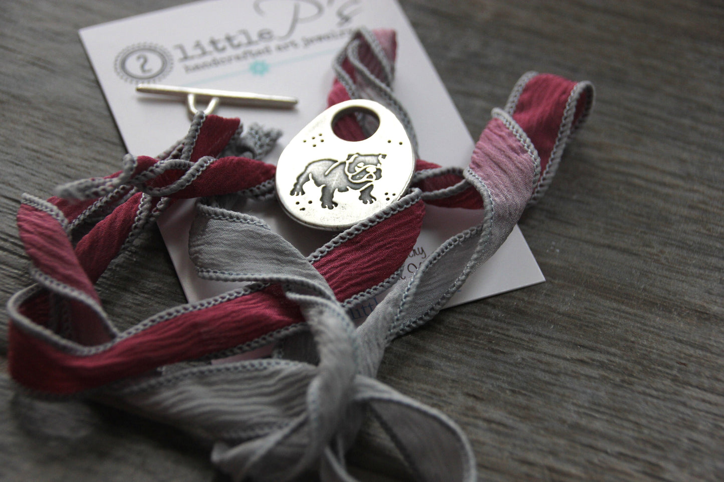 Ships Today, Bulldog Silk Wrap Bracelet NEW DESIGN Bulldogs, Mississippi State, Dawgs