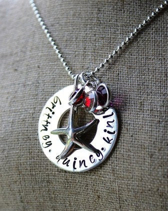 Beachy Mom Jewelry Custom Sterling Silver Hand Stamped Seaside Infinity Necklace