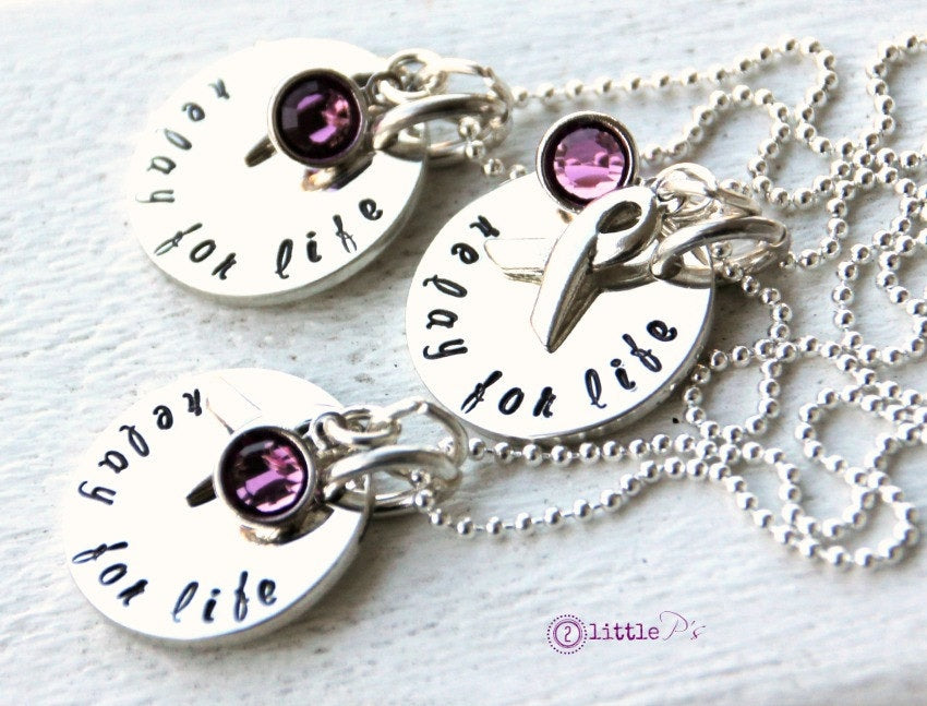 Relay for Life Necklace, Cancer Sucks, Faith Hope and Love, Gift for her