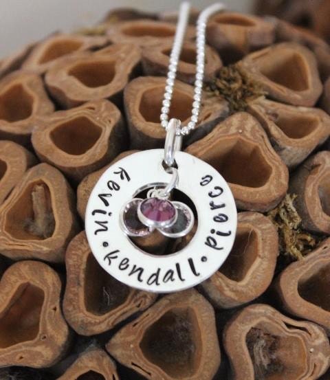 Mom Jewelry Handstamped Sterling Silver Infinity Necklace for Mothers and Grandmothers