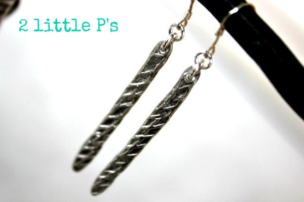 Silver Earrings, Gift for Her, Textured Earrings, Handcrafted