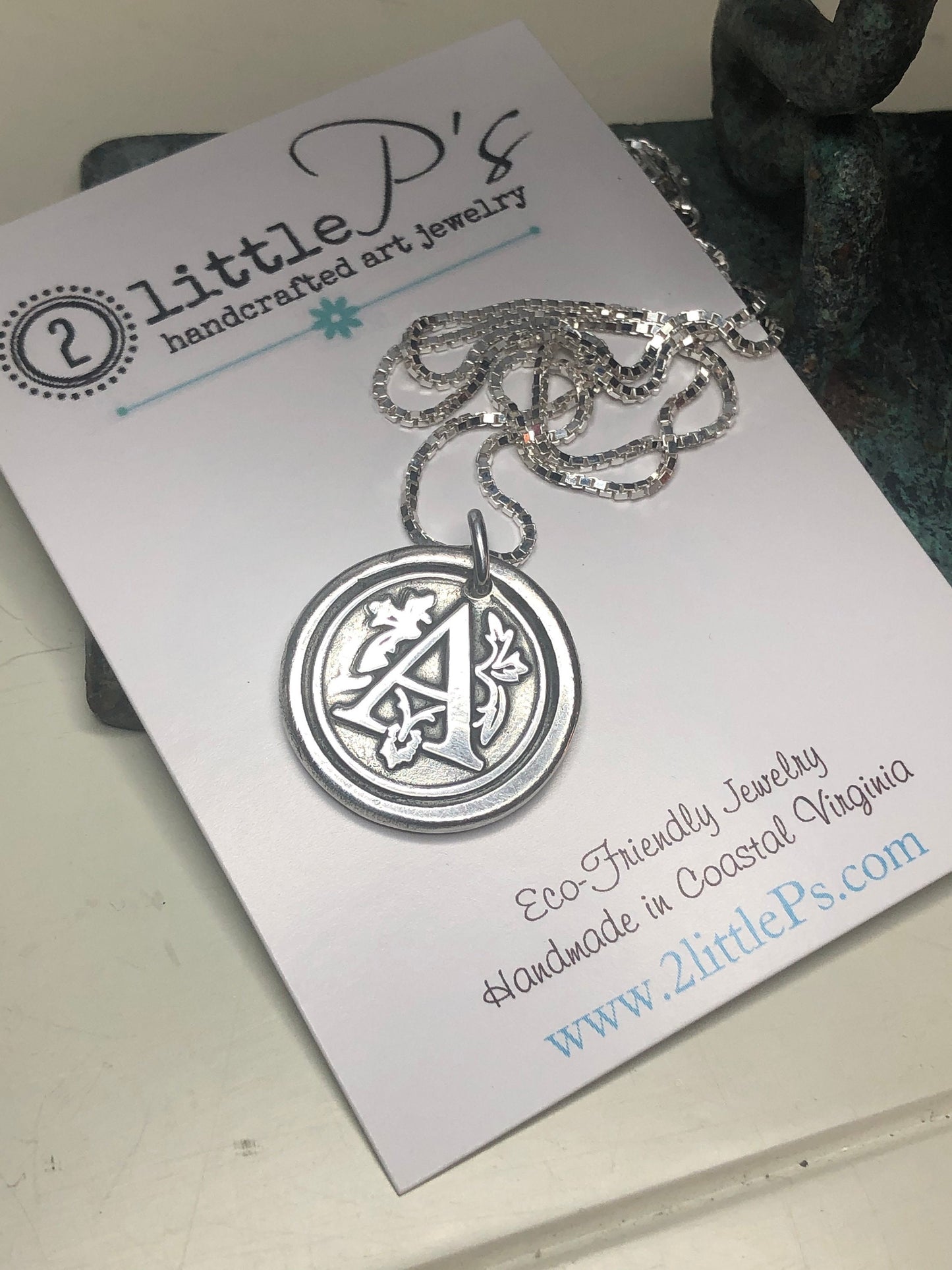 Letter A Charm, 99% Pure Silver Charm, Necklace, Mother's Day Gift, Mom Jewelry Custom Gift, Monogram Wax Seal Pendant Personalized Gift