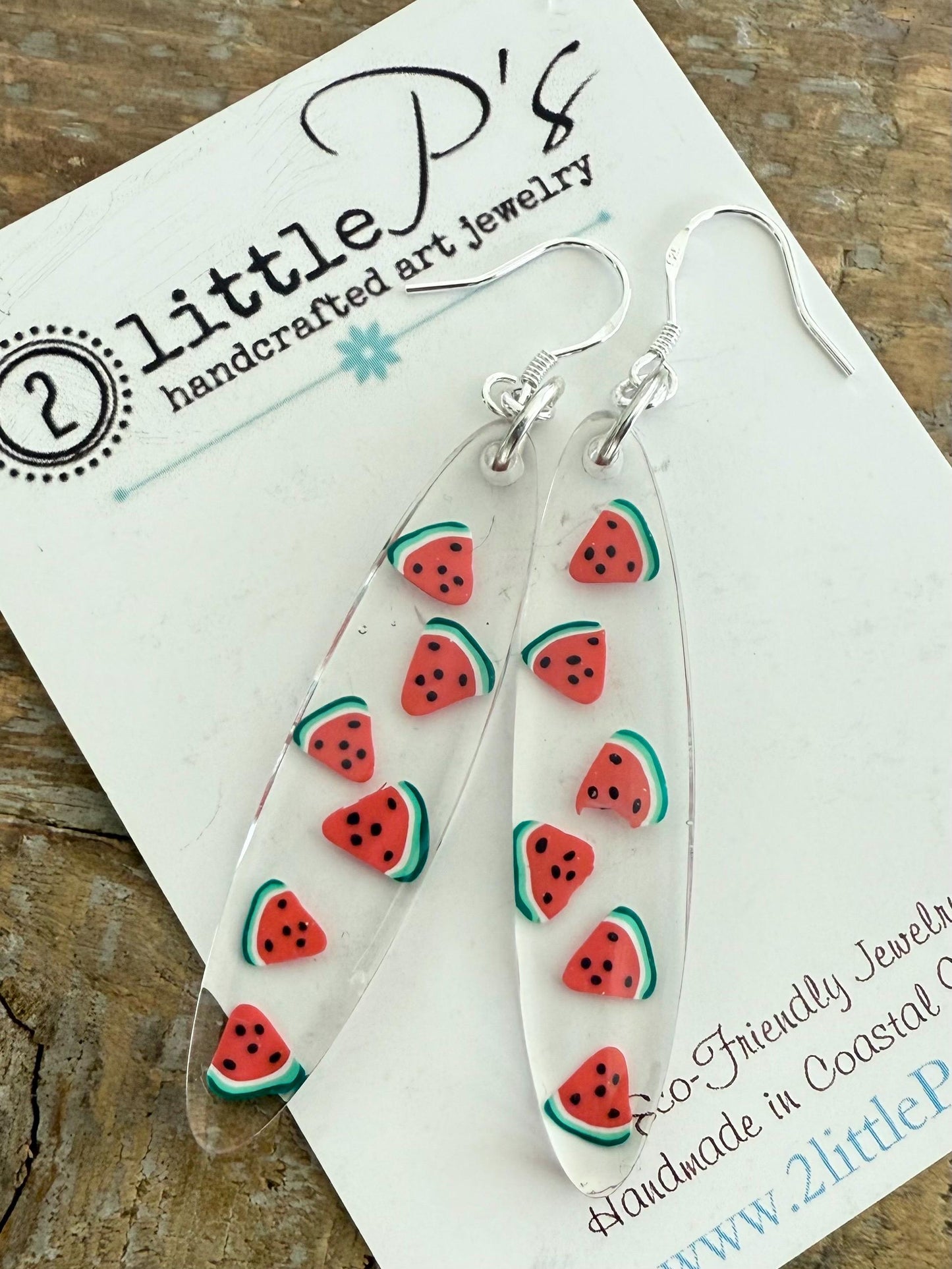 Whimsical Watermelon Handmade Resin Earrings with watermelon confetti and Sterling Silver Ear Wires – Unique Jewelry