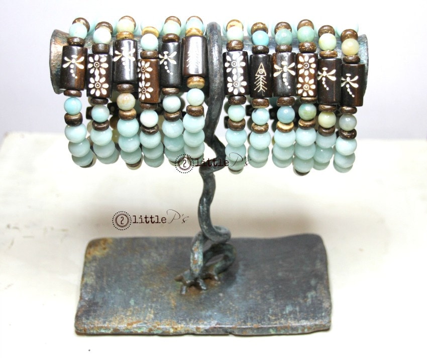 Flower Stackies, Elastic Stretch Bracelet, Dragonfly Bead Bracelets, Cool Gift for her