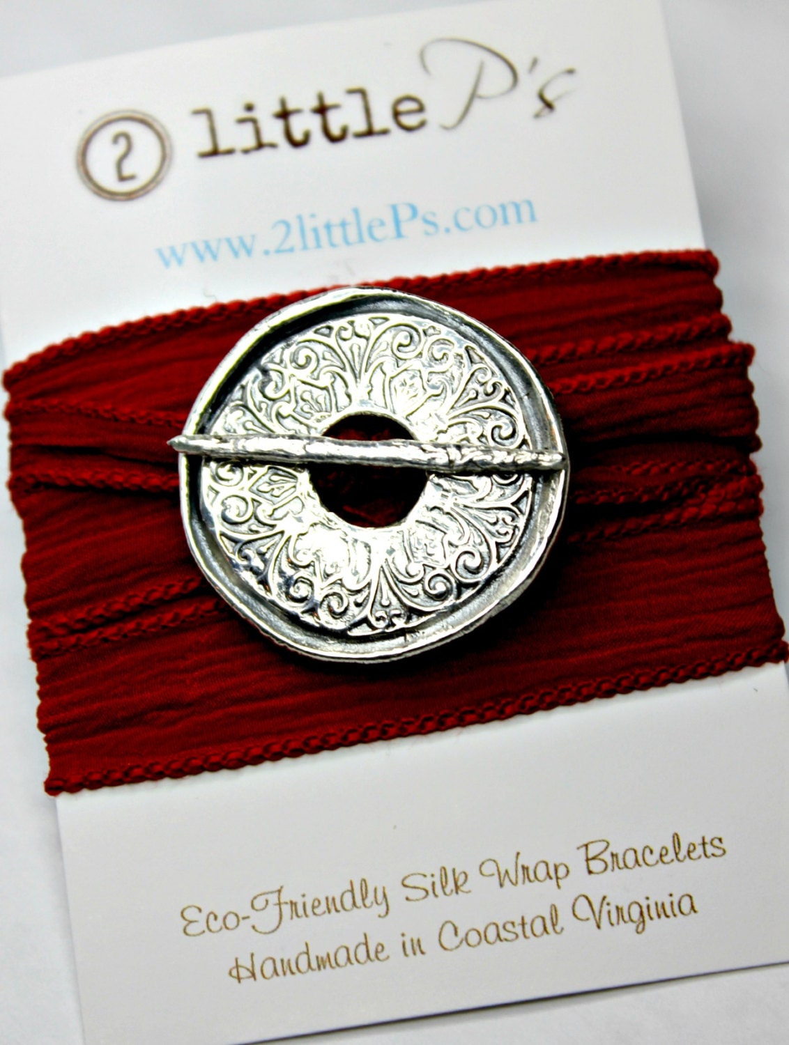 Mandala Jewelry Happy Handcrafted Pure Silver Mandala Silk Wrap Toggle Bracelet Yoga Jewelry