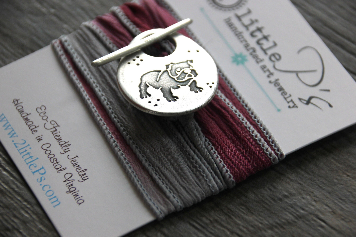 Ships Today, Bulldog Silk Wrap Bracelet NEW DESIGN Bulldogs, Mississippi State, Dawgs