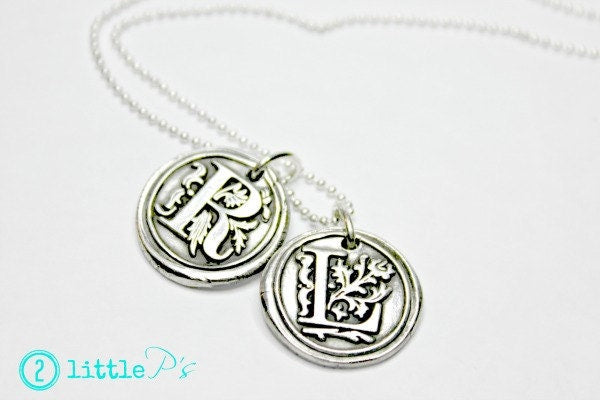 Wax Seal Jewelry Gift for Her Personalized Jewerly Wax Seal Letter Charm Necklace