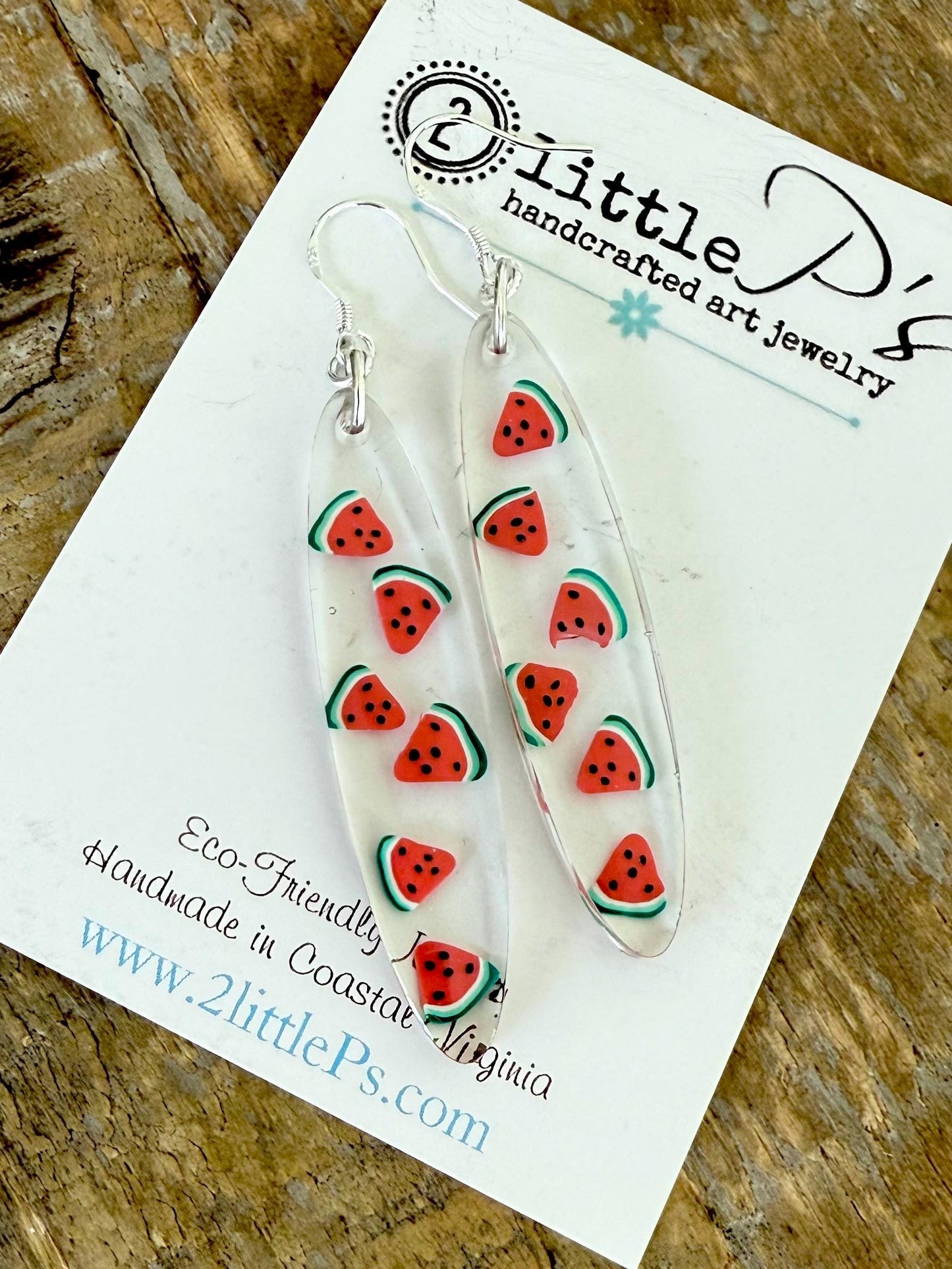 Whimsical Watermelon Handmade Resin Earrings with watermelon confetti and Sterling Silver Ear Wires – Unique Jewelry