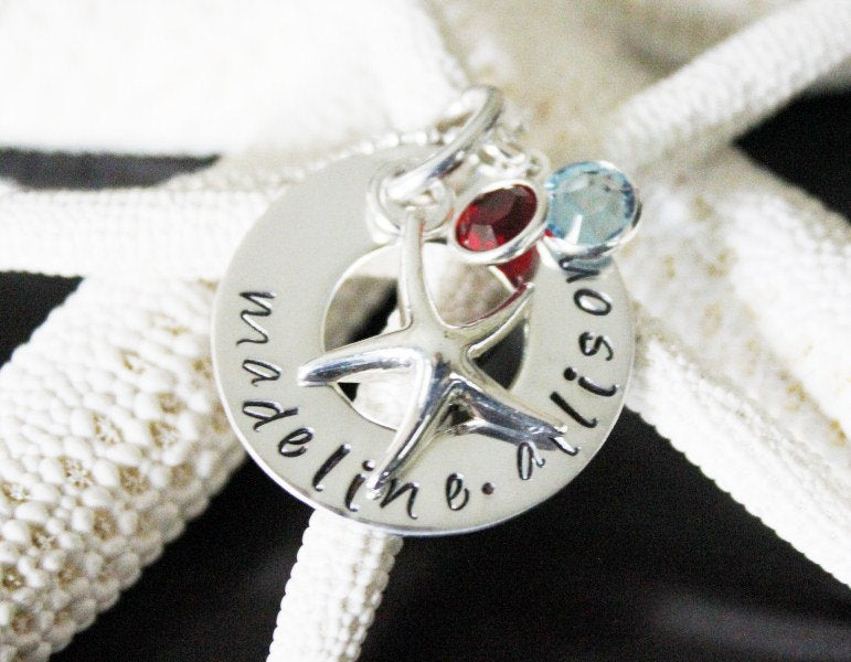 Beachy Mom Jewelry Custom Sterling Silver Hand Stamped Seaside Infinity Necklace