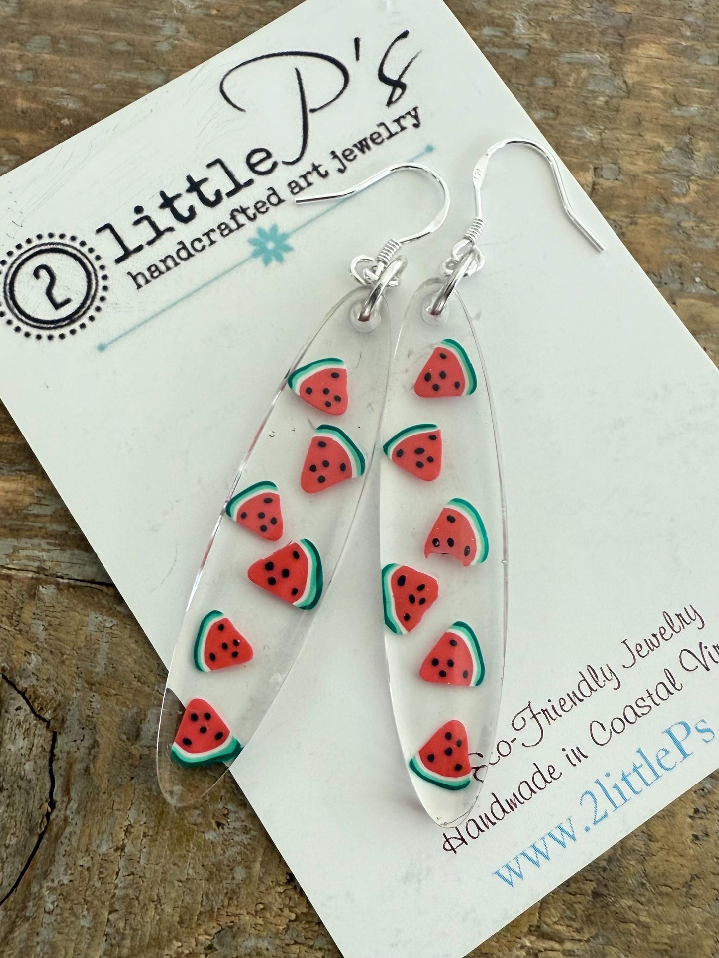 Whimsical Watermelon Handmade Resin Earrings with watermelon confetti and Sterling Silver Ear Wires – Unique Jewelry
