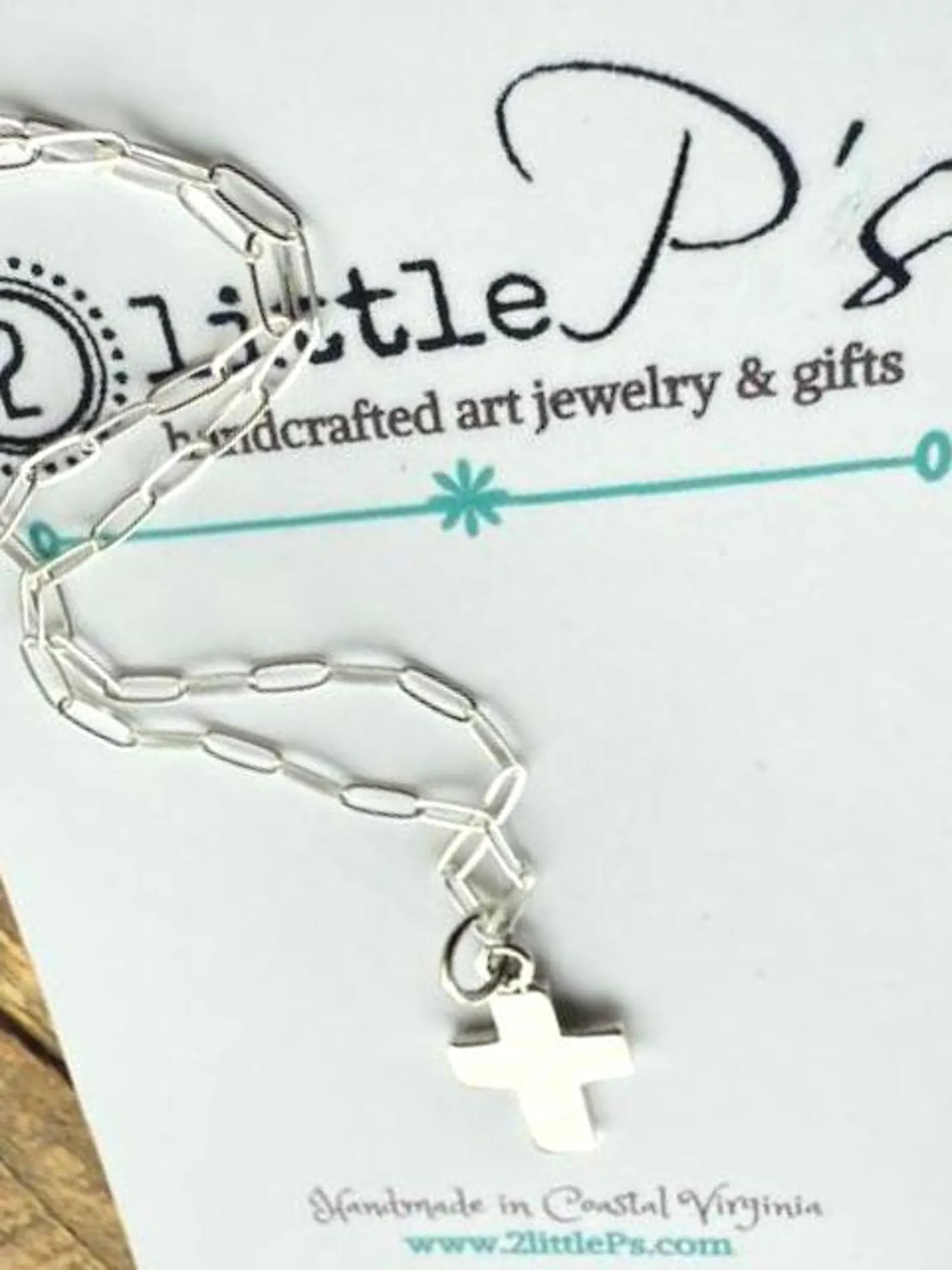 Sterling Silver Puff Cross Necklace on Paperclip Chain – Romans 8:28 Faith Jewelry