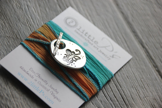 Ships Today, Silk Wrap Bracelet Nautical Beachy Octopus Beach Lover NEW DESIGN