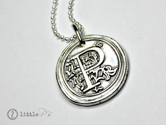 Letter Charm, Necklace, Mother's Day Gift, Mom Jewelry Custom Gift, Monogram Wax Seal Pendant  Personalized Gift