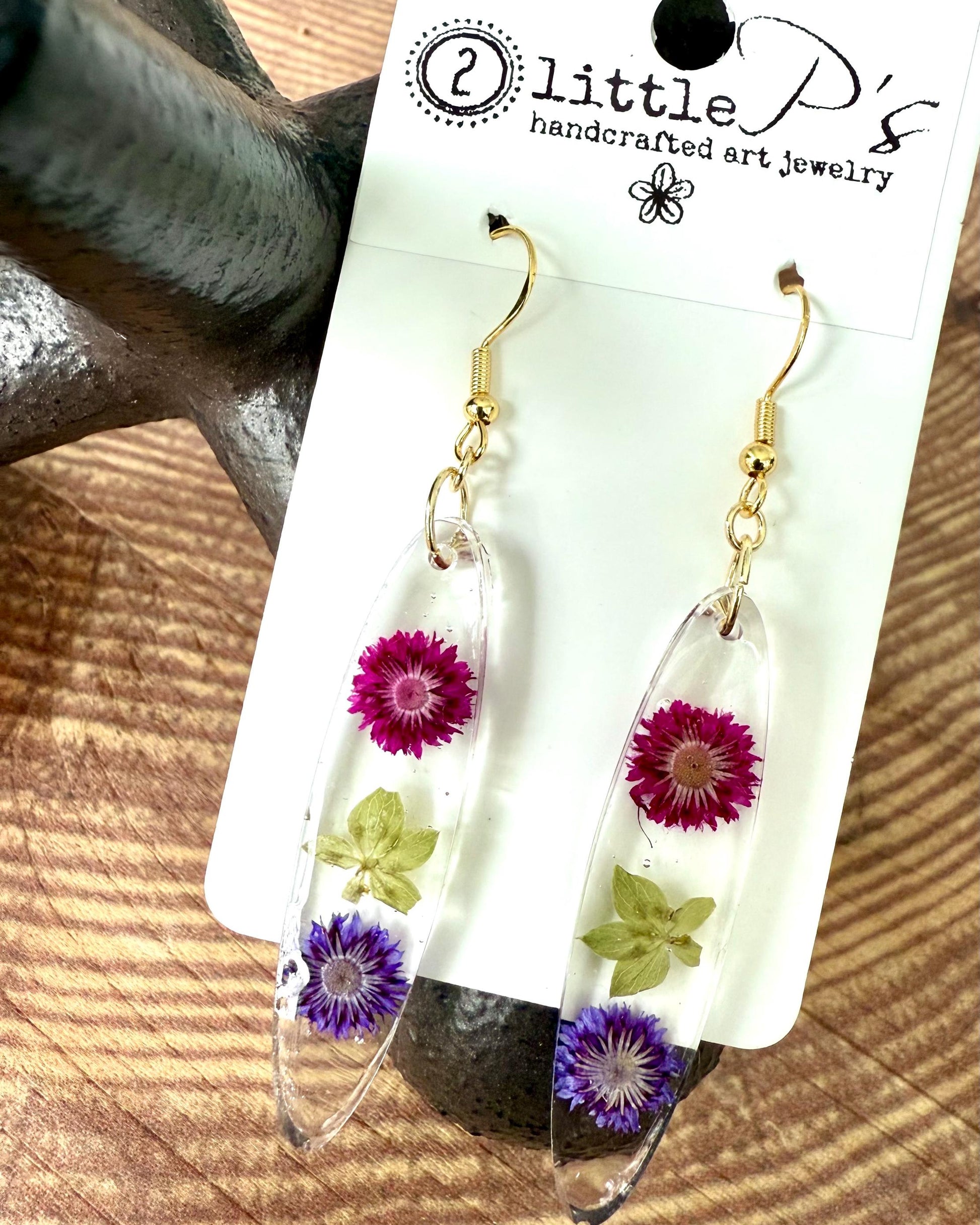 Pressed Flower Resin Earrings Pressed Flower Resin Earrings Real