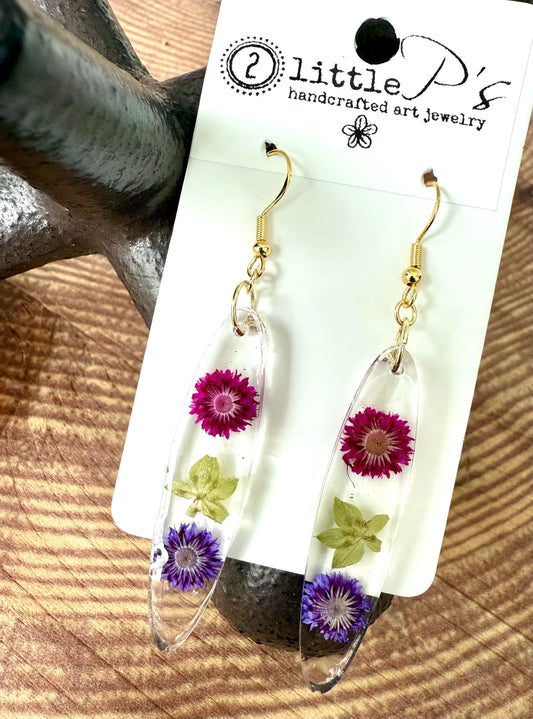 Pressed Flower Resin Earrings | Real Flower Jewelry | Botanical Dangle Earrings | Handmade Nature Earrings | Gift for Her