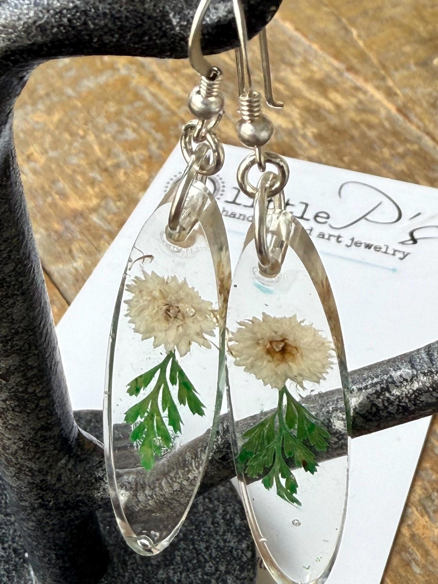 Pressed Flower Resin Earrings – Dainty Botanical Jewelry – Eco-Friendly, Handmade in Virginia