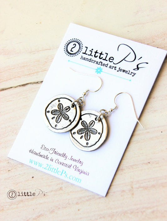 Beach Jewely, Nautical Jewelry, Ocean Jewelry, Gift for Her, Sanddollar Earrings