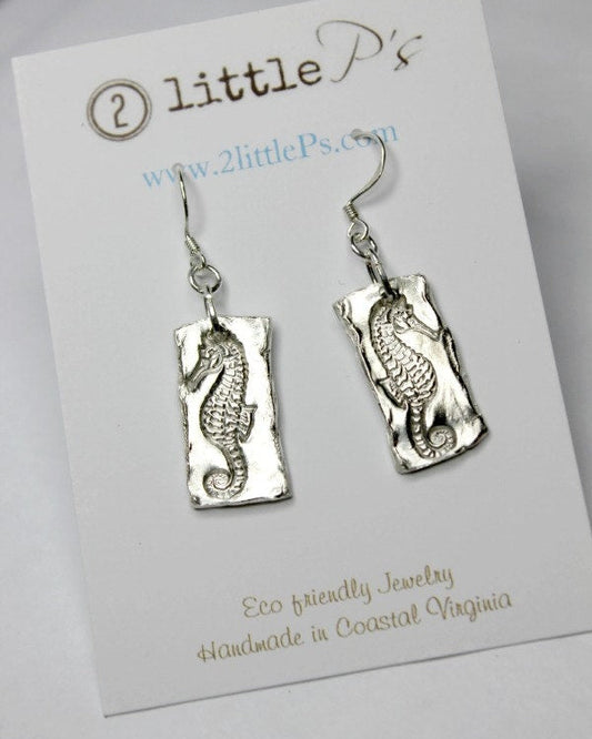 Beach Jewelry, Ocean Jewelry, Nautical Jewelry ~ Pure Fine Silver Artisan Seahorse Earrings
