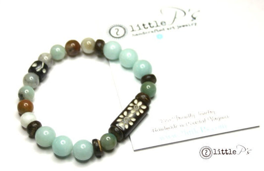 Flower Stackies, Elastic Stretch Bracelet, Dragonfly Bead Bracelets, Cool Gift for her