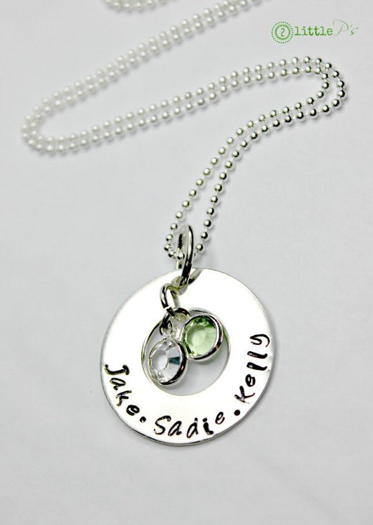 Mom Jewelry  Handstamped Sterling Silver Infinity Necklace for Mothers and Grandmothers